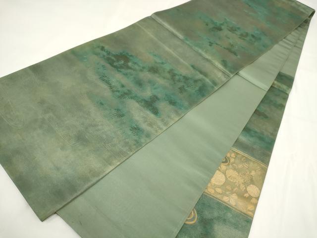 平和屋着物▼太鼓柄袋帯 霞花文 金彩 正絹 逸品 AABF7932wj