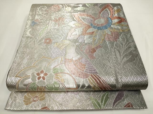平和屋着物▼六通柄袋帯 花鳥文 金銀糸 正絹 逸品 AABF7949wj