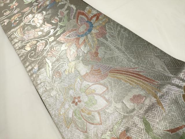 平和屋着物▼六通柄袋帯 花鳥文 金銀糸 正絹 逸品 AABF7949wj