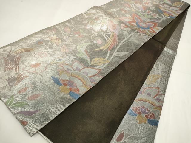 平和屋着物▼六通柄袋帯 花鳥文 金銀糸 正絹 逸品 AABF7949wj