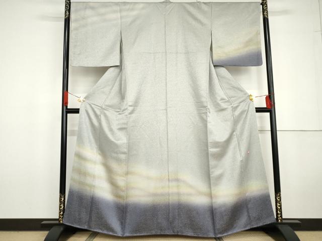 平和屋着物●久保田一竹　幻の辻が花　訪問着　霞文　暈し染め　金通し地　鈴乃屋扱い　正絹　逸品　AABG5433cs