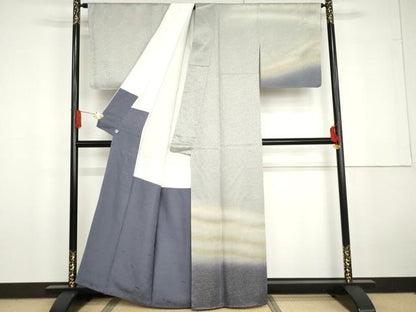 平和屋着物●久保田一竹　幻の辻が花　訪問着　霞文　暈し染め　金通し地　鈴乃屋扱い　正絹　逸品　AABG5433cs