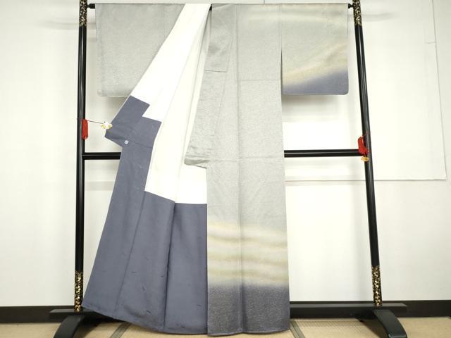平和屋着物●久保田一竹　幻の辻が花　訪問着　霞文　暈し染め　金通し地　鈴乃屋扱い　正絹　逸品　AABG5433cs
