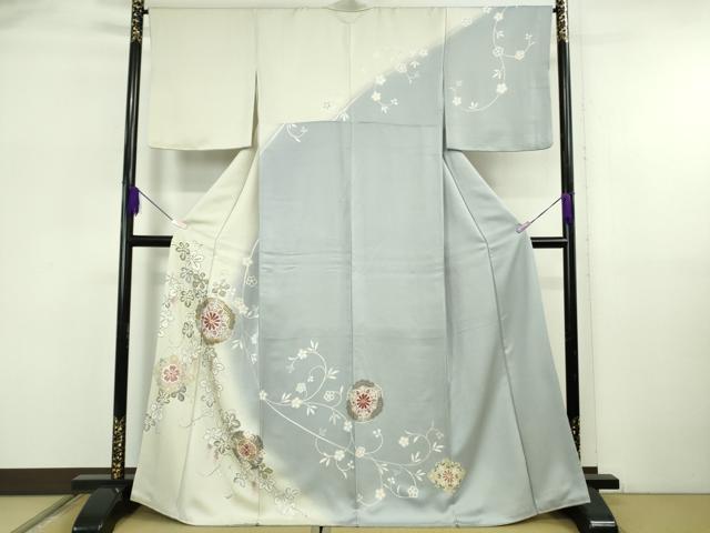 平和屋本店●極上　訪問着　駒刺繍　葡萄蔦の葉　正倉院花文　暈し染め　金彩　逸品　DZAB5854kh6