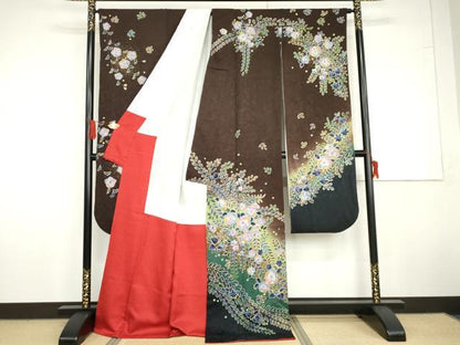 平和屋着物●豪華振袖　辻が花　暈し染め　金彩　正絹　逸品　AABG6574cs