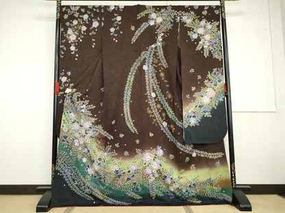 平和屋着物●豪華振袖　辻が花　暈し染め　金彩　正絹　逸品　AABG6574cs