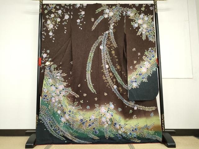 平和屋着物●豪華振袖　辻が花　暈し染め　金彩　正絹　逸品　AABG6574cs
