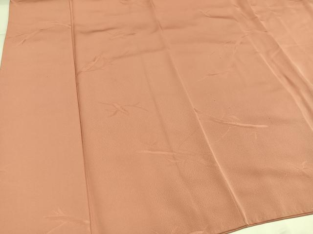 平和屋着物●上質な色無地　笹地紋　宍色　正絹　逸品　AABG6557ph
