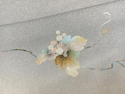 平和屋着物●訪問着　流水枝花文　暈し染め　金銀彩　正絹　逸品　AABG7101ph