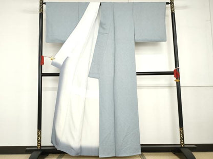 平和屋着物●上質な色無地　葉尽くし地紋　淡藤色　正絹　逸品　AABG6621cs