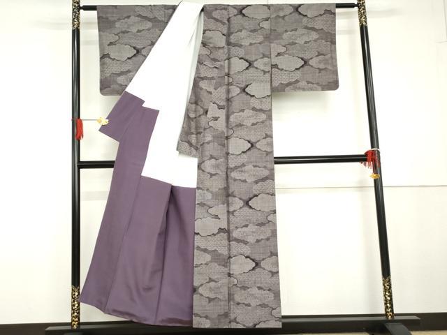 平和屋着物●本場大島紬　カタス9マルキ　雲重ね文　正絹　逸品　AABG6634cs