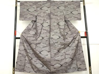 平和屋着物●本場大島紬　カタス9マルキ　雲重ね文　正絹　逸品　AABG6634cs
