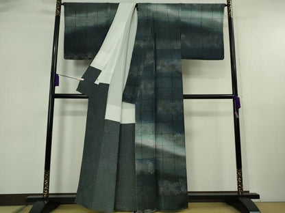 平和屋本店●極上　織の宝石・ダイヤモンドカット 佐波理綴 訪問着 お召地 花唐草文 暈し染め 銀糸 まるやま扱い 逸品 未使用　DZAA6657kh6