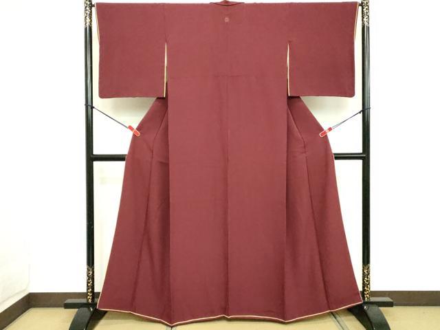 平和屋着物■上質な色無地　暗紅色　やまと誂製　正絹　逸品　DABD2526cd