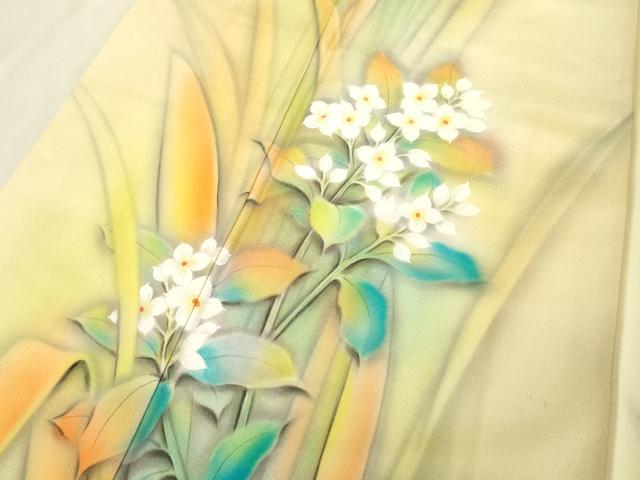 平和屋着物■訪問着　手描き　草花文　暈し染め　正絹　逸品　DABD2536cd