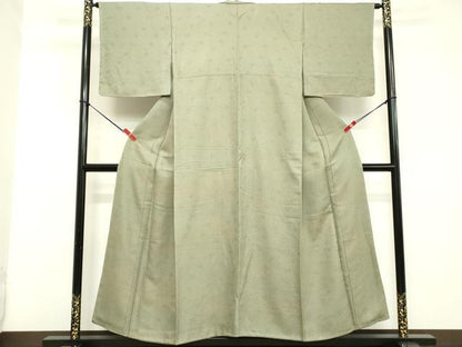 平和屋着物■上質な色無地　花唐草地紋　山葵色　正絹　逸品　DABD2544cd