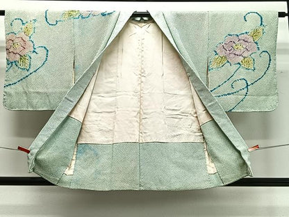 平和屋着物∞羽織　総絞り　舞花文　正絹　逸品　CABD4630ua