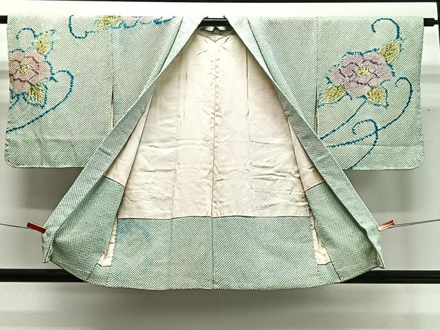 平和屋着物∞羽織　総絞り　舞花文　正絹　逸品　CABD4630ua