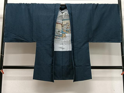 平和屋着物∞男性　長羽織　髭紬地　褐返色　正絹　逸品　未使用　CABD4641ua