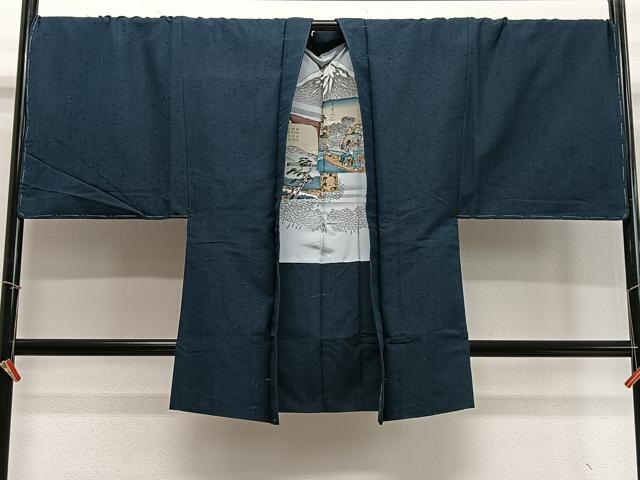 平和屋着物∞男性　長羽織　髭紬地　褐返色　正絹　逸品　未使用　CABD4641ua