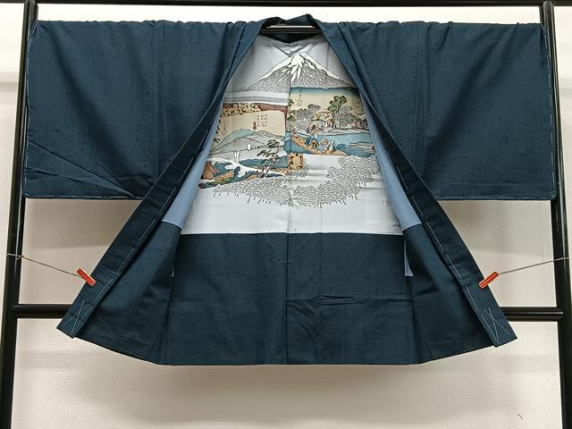 平和屋着物∞男性　長羽織　髭紬地　褐返色　正絹　逸品　未使用　CABD4641ua