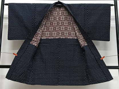 平和屋着物∞男性　久留米絣　長羽織　絣文様　綿　逸品　CABD4687ua