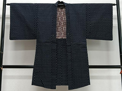平和屋着物∞男性　久留米絣　長羽織　絣文様　綿　逸品　CABD4687ua