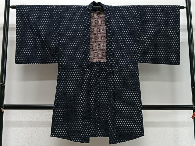 平和屋着物∞男性　久留米絣　長羽織　絣文様　綿　逸品　CABD4687ua