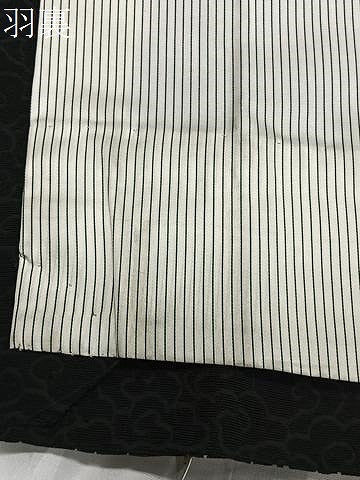 平和屋着物∞道行コート　輪奈ビロード　花尽くし　黒地　正絹　逸品　CABD4688ua