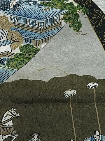 平和屋着物∞男性　羽織　紬地　霞文　鶯茶色　正絹　逸品　CABD4652ua