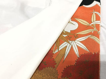 平和屋着物■豪華黒留袖　刺繍　尾長鳥松文　金彩　正絹　逸品　CABD6854xe