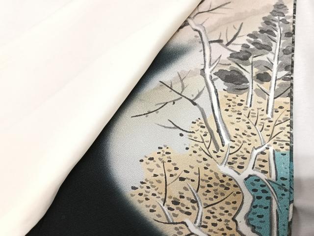 平和屋着物■豪華黒留袖 中澤静子作 手描き 風景文 暈し染め 正絹 逸品 CABD6857xe
