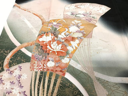 平和屋着物■豪華黒留袖　奥義文　暈し染め　金彩　正絹　逸品　CABD6869xe