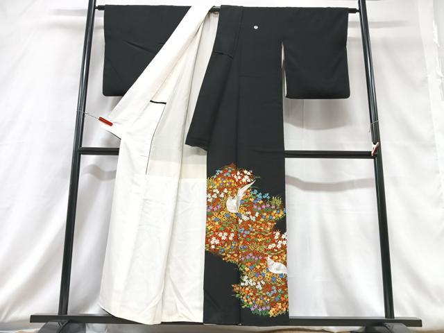 平和屋着物■豪華黒留袖　刺繍　花鳥文　金彩　正絹　逸品　CABD6853xe