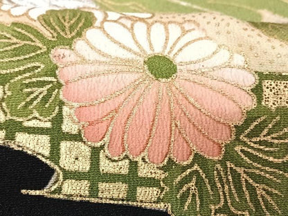 平和屋着物■豪華黒留袖 駒刺繍 鳳凰花文 金彩 正絹 逸品 CABD6850xe