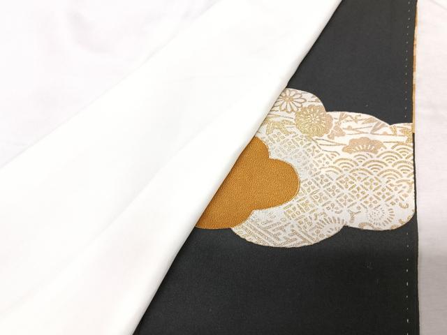 平和屋着物■豪華黒留袖　駒刺繍　松葉文　正絹　逸品　CABD6858xe