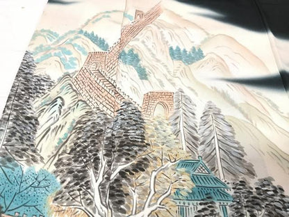 平和屋着物■豪華黒留袖 中澤静子作 手描き 風景文 暈し染め 正絹 逸品 CABD6857xe