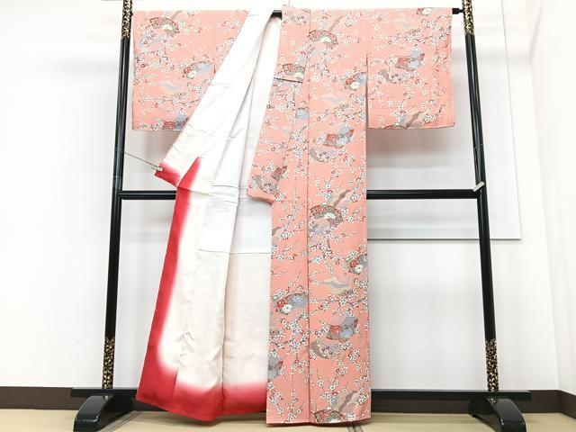 平和屋着物■上質な小紋　扇面枝花文　正絹　逸品　CABD6902xe
