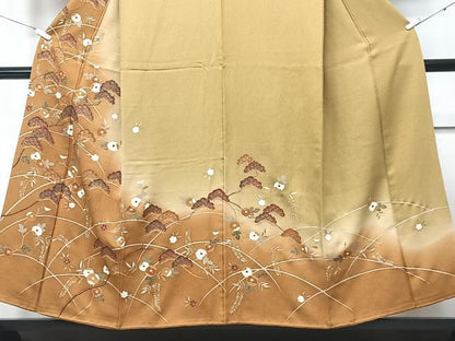 平和屋着物■訪問着　枝松葉文　暈し染め　金彩　正絹　逸品　CABD6908xe