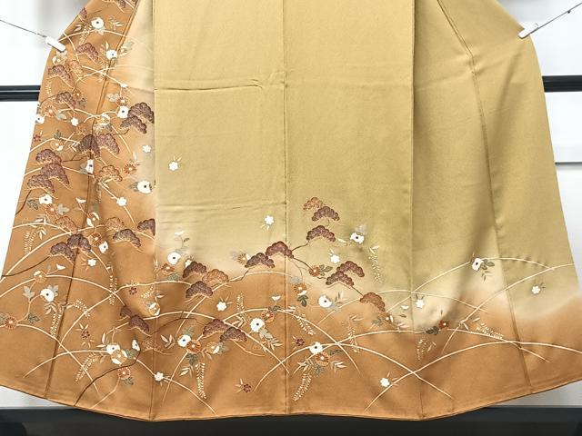 平和屋着物■訪問着　枝松葉文　暈し染め　金彩　正絹　逸品　CABD6908xe