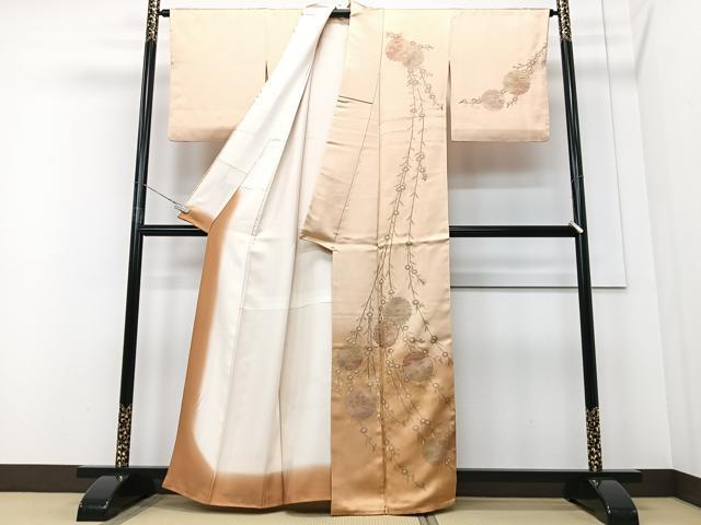 平和屋着物■訪問着　雪輪枝垂れ花文　暈し染め　金彩　正絹　逸品　CABD6889xe