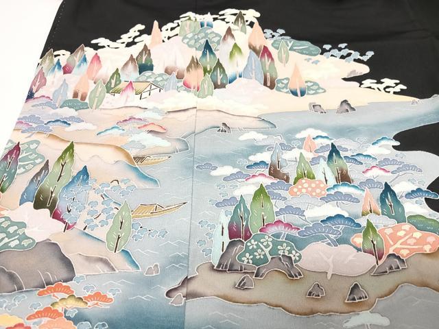 平和屋着物■豪華黒留袖 風景文 正絹 逸品 CABD6883xe