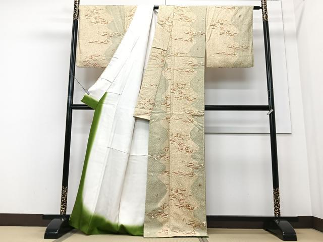 平和屋着物■上質な小紋　芝草舞蝶文　金彩　正絹　逸品　CABD6890xe