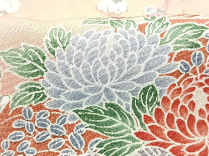 平和屋着物■上質な小紋　扇面枝花文　正絹　逸品　CABD6902xe