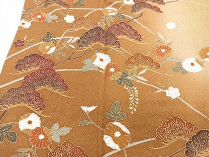 平和屋着物■訪問着　枝松葉文　暈し染め　金彩　正絹　逸品　CABD6908xe