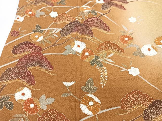平和屋着物■訪問着　枝松葉文　暈し染め　金彩　正絹　逸品　CABD6908xe