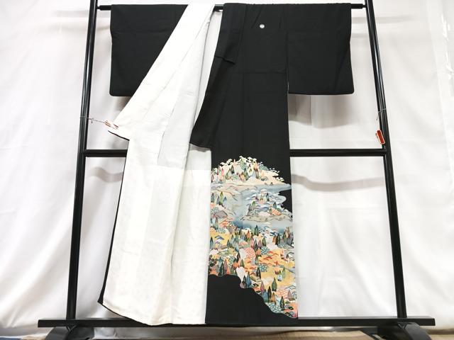 平和屋着物■豪華黒留袖 風景文 正絹 逸品 CABD6883xe