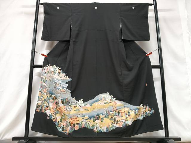 平和屋着物■豪華黒留袖 風景文 正絹 逸品 CABD6883xe