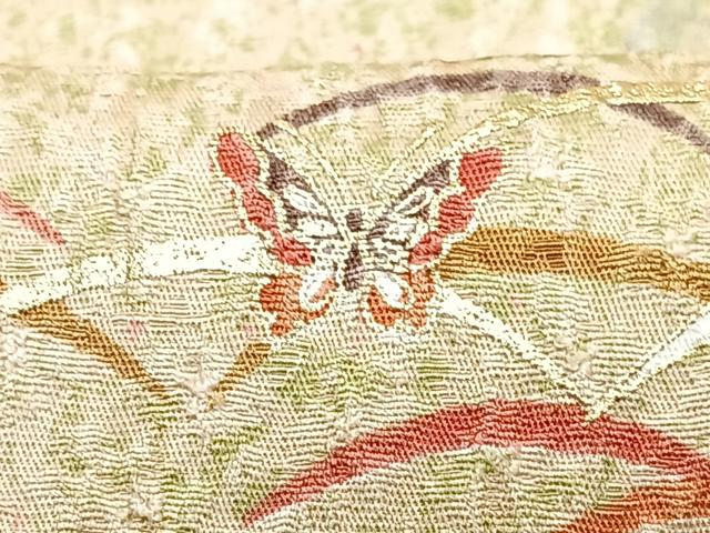 平和屋着物■上質な小紋　芝草舞蝶文　金彩　正絹　逸品　CABD6890xe