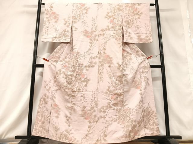 平和屋着物■上質な小紋　寿光織　枝松葉　金彩　正絹　逸品　CABD6872xe